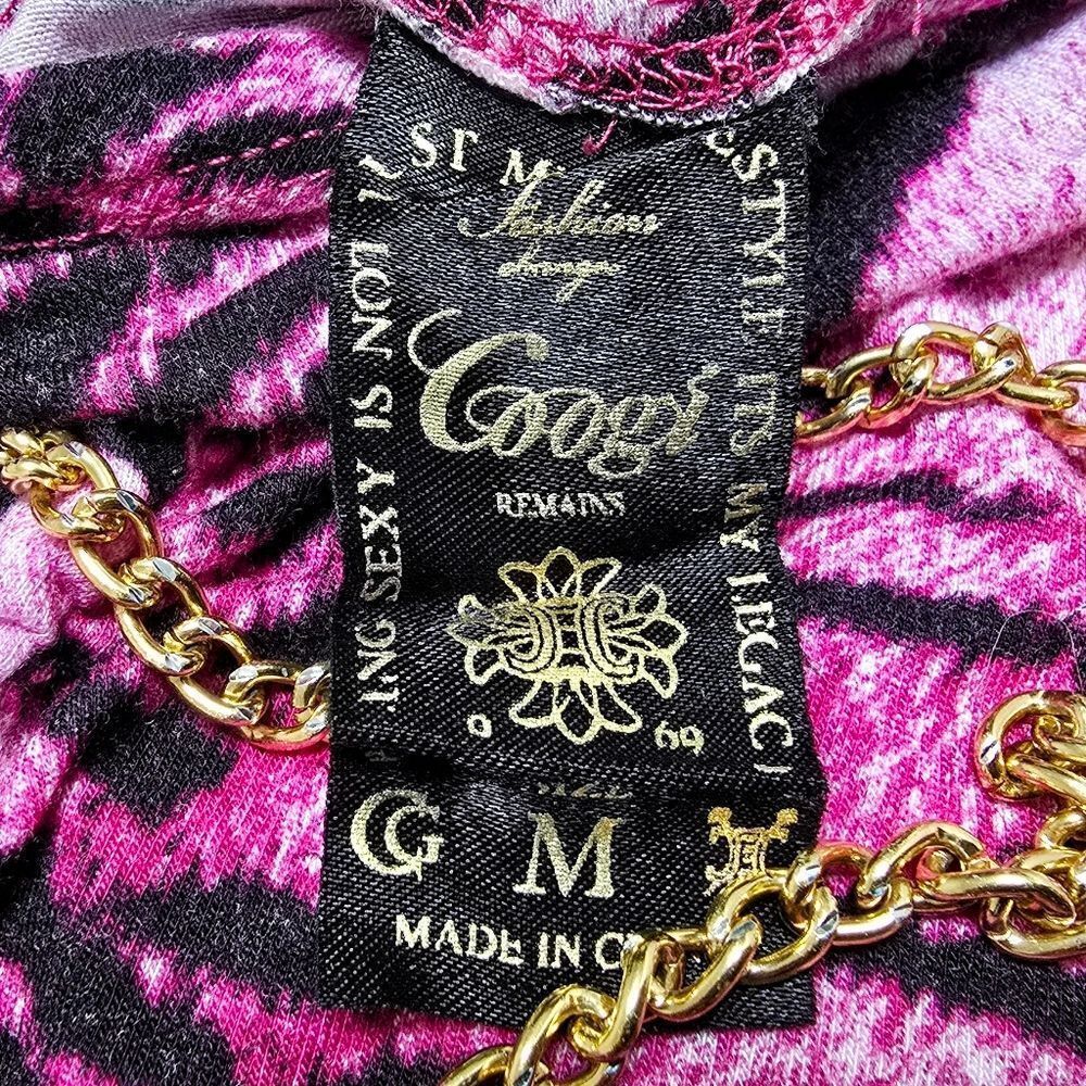 COOGI Y2K Ruched Plunge Zebra Print Mini Dress in Electric Hot Pink - Picture 9 of 16